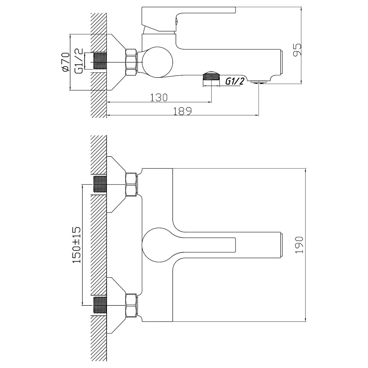 Смеситель для ванны 35k MIXLINE ML23-01 ЧЕРНЫЙ от магазина gidro-z