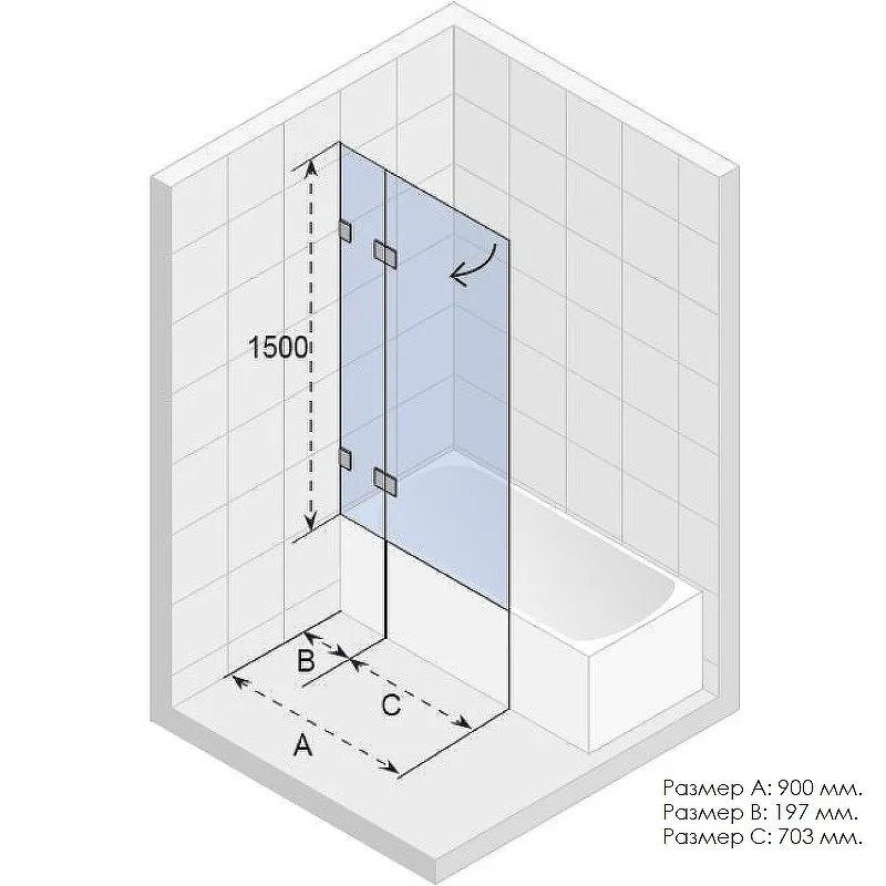 Шторка на ванну Riho VZ Scandic NXT X109V 90 L G001153120 (GX06052C1) профиль Хром стекло прозрачное от магазина gidro-z
