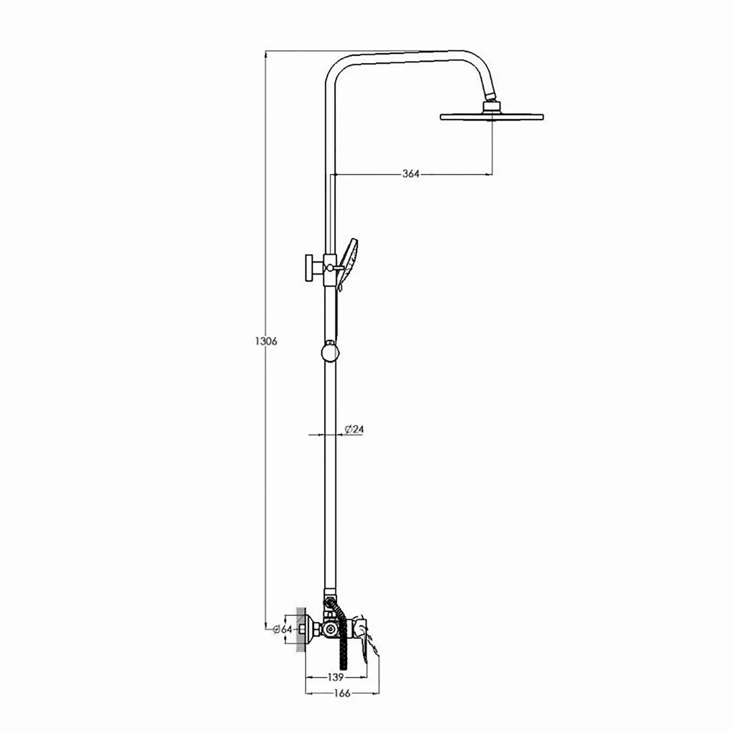 Душевая система Glauf GOB16-A134 (смеситель35К +лейка 1 поз.+душ.шланг+тропич.душ.) от магазина gidro-z