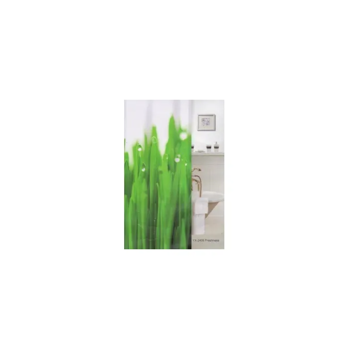 Штора для ванной Фотопринт 180*180 Freshness зеленая YX-2406 без колец от магазина gidro-z