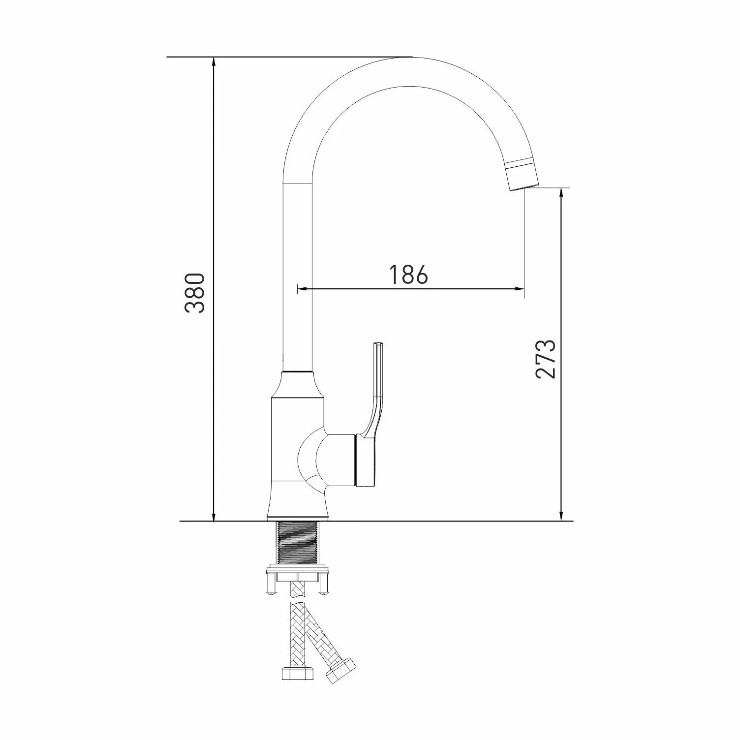 Смеситель для кухни 35k MIXLINE ML40-032 Flat высокий излив боковая ручка от магазина gidro-z