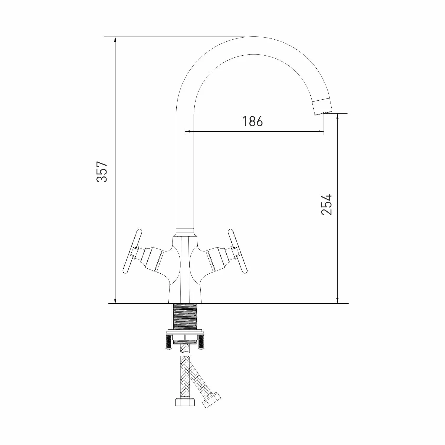 Смеситель для кухни 1/2 кер. MIXLINE ML38-032 Graphite высокий излив ГРАФИТ от магазина gidro-z