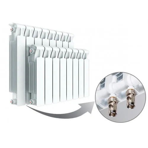 Биметаллический радиатор Rifar Monolit Ventil 500 \ 6 секций \ 50мм с нижним правым подключением, белый от магазина gidro-z