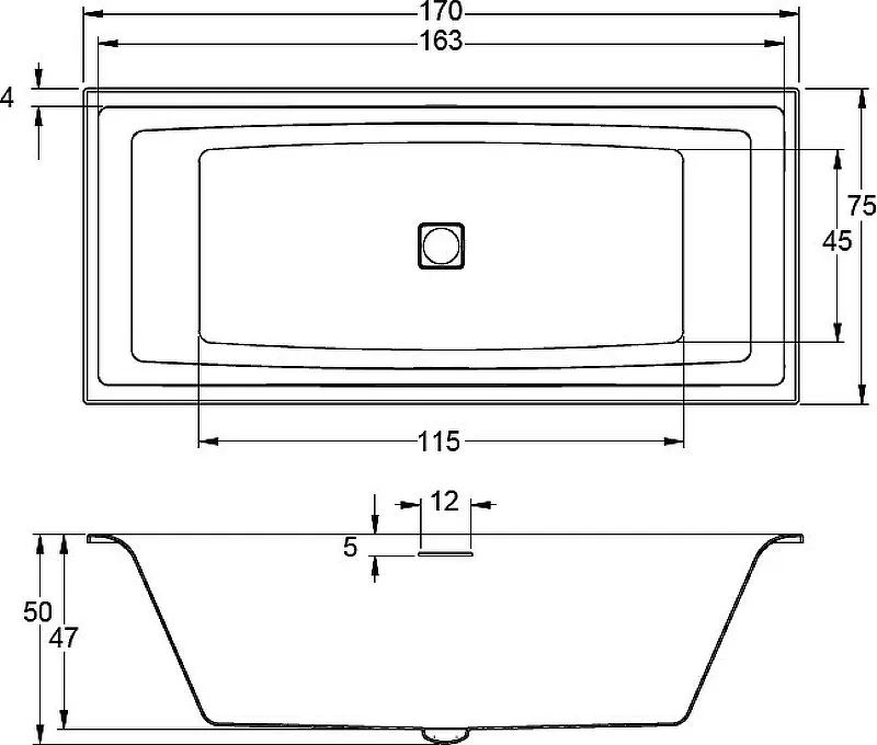 Акриловая ванна Riho Still Square 170x75 B100003005 (BR0200500K00130) LED R без гидромассажа от магазина gidro-z
