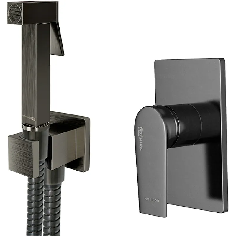 Гигиенический душ со смесителем WasserKRAFT A84095 Оружейная сталь от магазина gidro-z