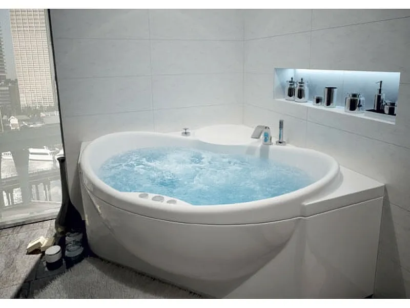 Акриловая ванна Aquatek Эпсилон 150х150 EPS150-0000005 с гидромассажем с фронтальной панелью с каркасом (разборный) со слив-переливом от магазина gidro-z